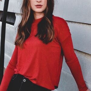 Madewell Vibrant Red Long Sleeve Tee